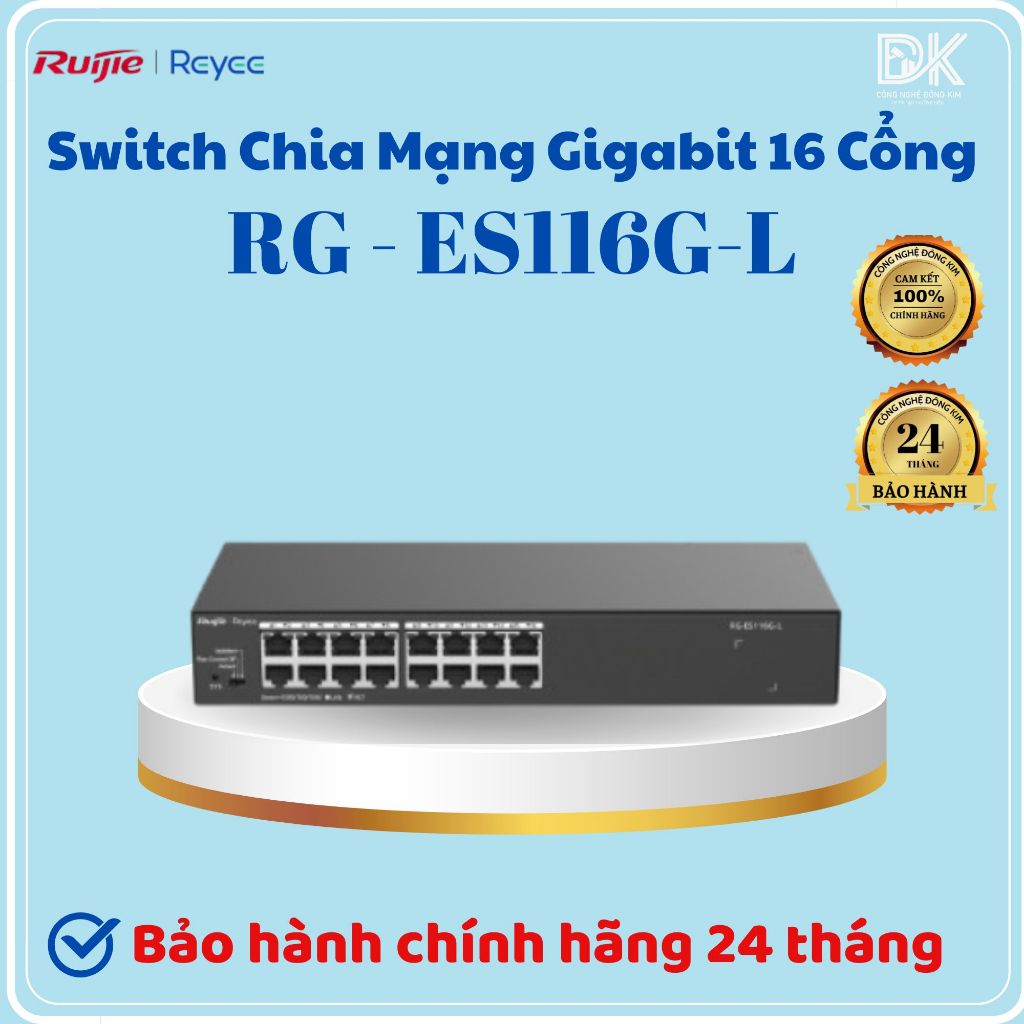 Switch Chia Mạng Gigabit 16 Cổng Ruijie RG - ES116G-L 10/100/1000Mbps - Hàng Chính Hãng