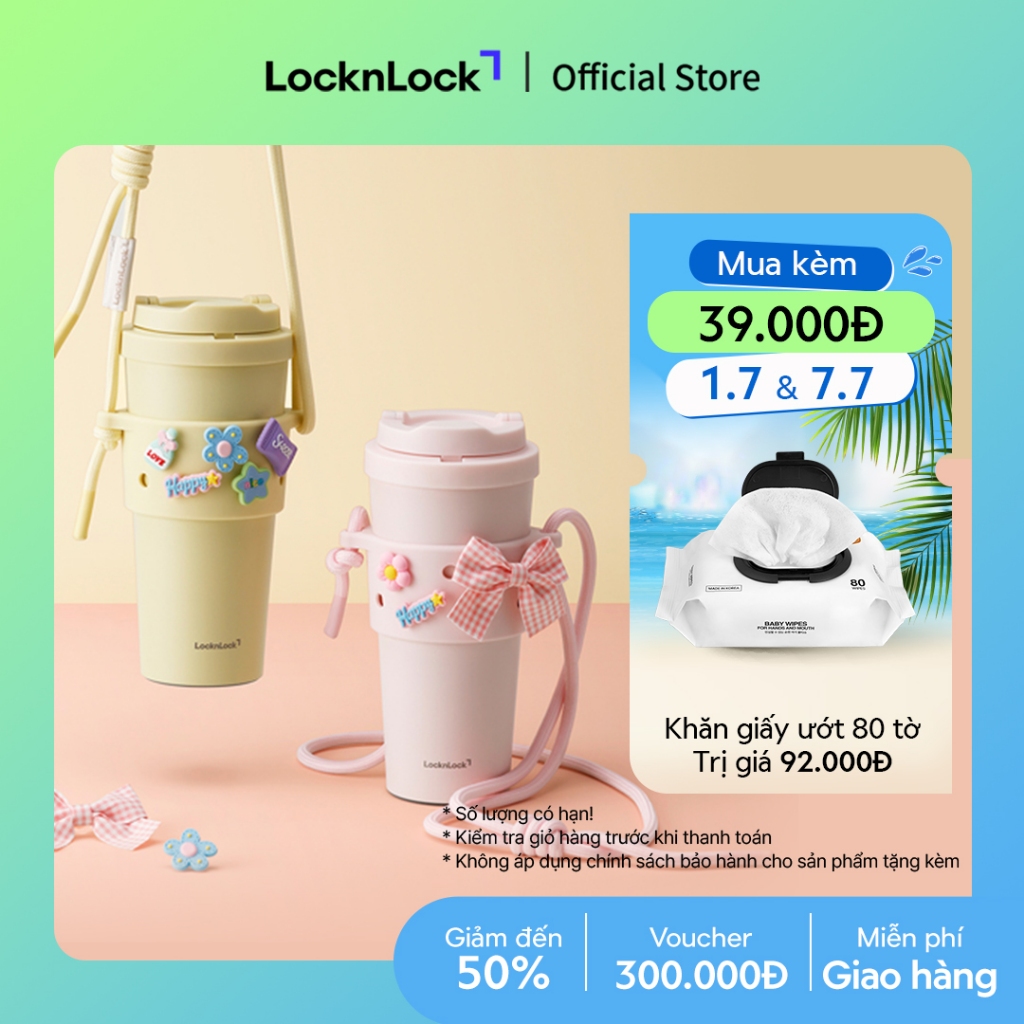 Combo Ly giữ nhiệt & Quai đeo silicone LocknLock HNT0000001 Energetic Tumbler x TLL076 Silicone Sleeve set