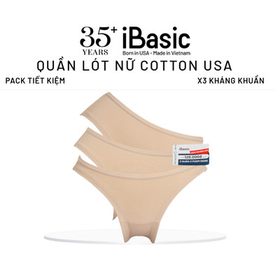  Pack 3 combo quần lót nữ cotton USA iBasic kháng khuẩn 3 phom lưng vừa daily PANW012-PA3