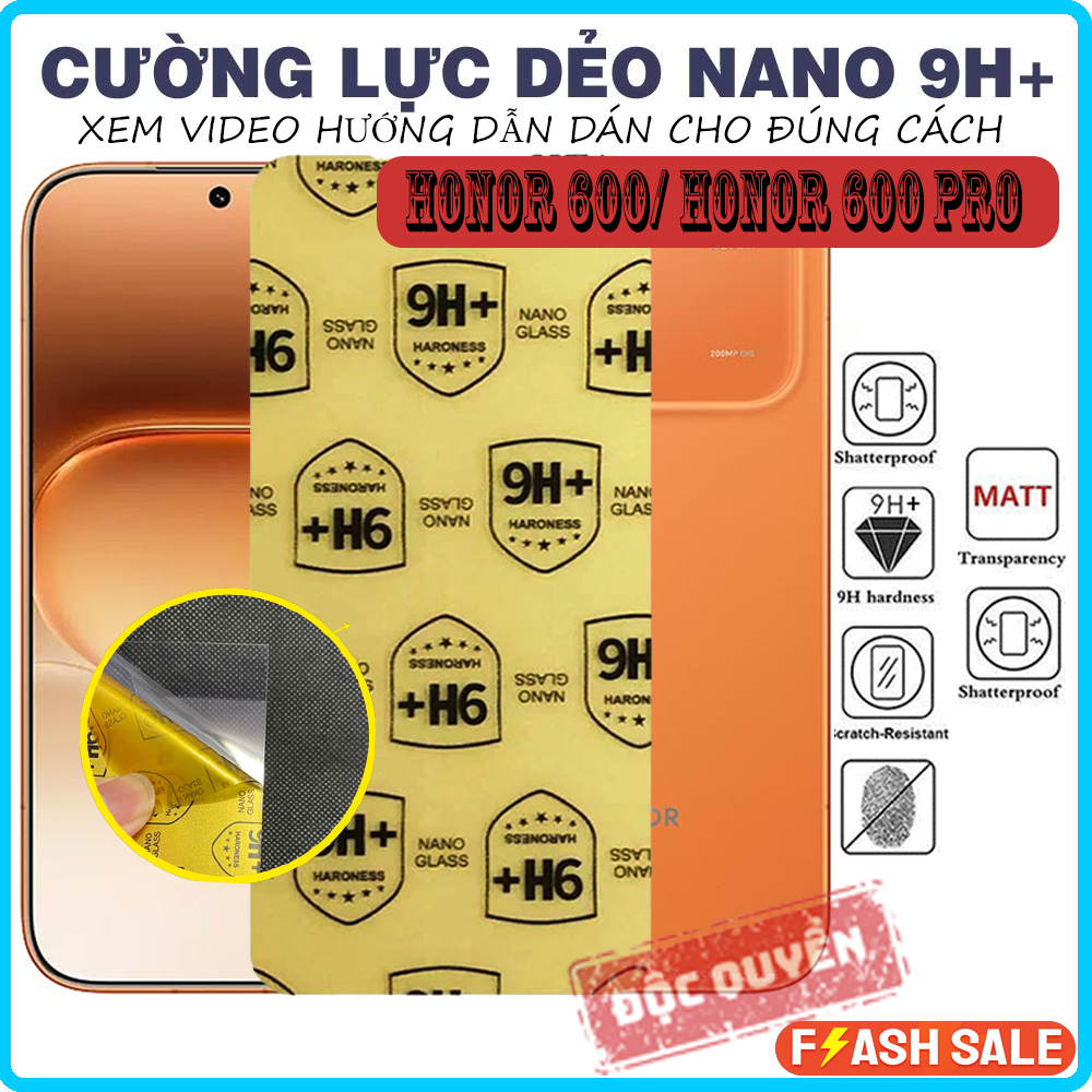 Miếng dán màn hinh Honor 600 / Honor 600 pro, Cường lực dẻo nano 9H+