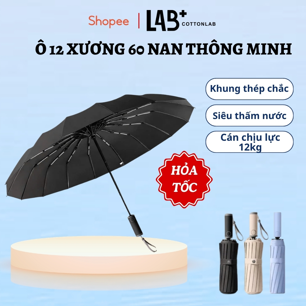Ô che mưa 12 xương 60 nan chống tia uv  thiết kế thông minh đóng mở tự động