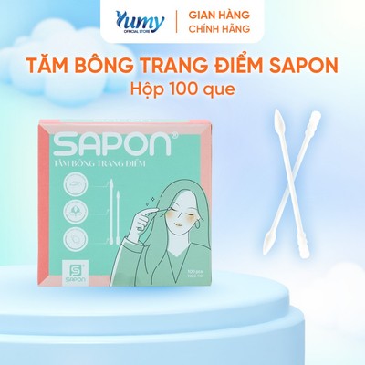 Tăm bông trang điểm SAPON 100 que thân giấy đầu nhọn tiện dụng chỉnh makeup không xơ bông (TB03-110)