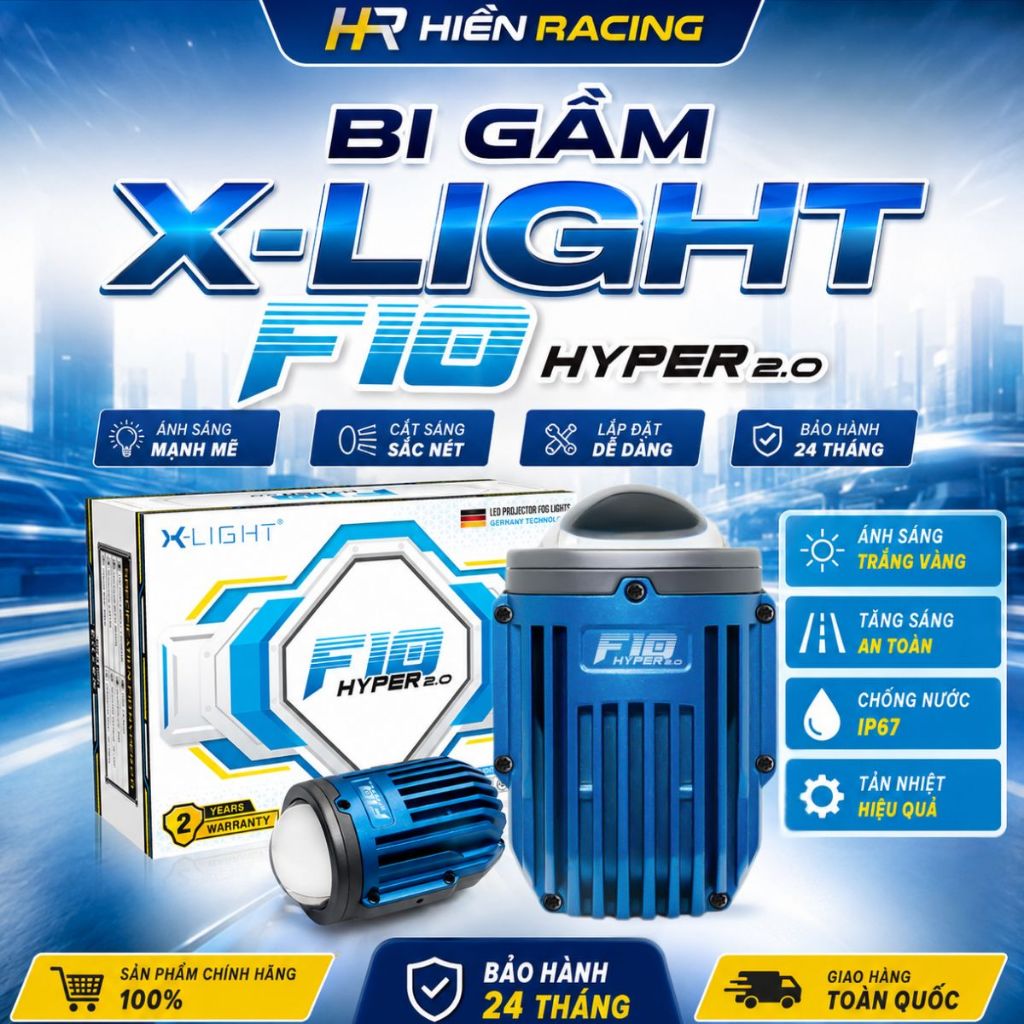 Đèn Bi Gầm X-Light  F10 Hyper 2025 2.0 inch Tích Hợp Công Nghệ Quạt Tản Nhiệt Chống Đọng Sương