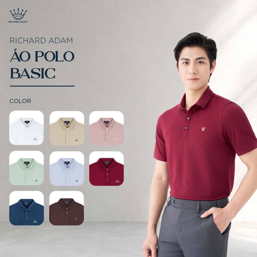 Áo Polo Nam Basic Richard Adam Vải Cotton Mềm, Thoáng Mát, Co Giãn Tốt, Phom Regular PL010621