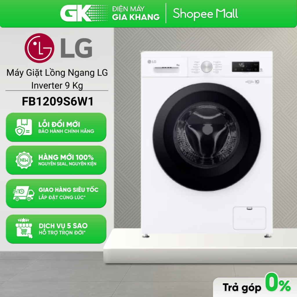 FB1209S6W1 | FB1209S6W - Máy Giặt Lồng Ngang LG Inverter 9 Kg [Freeship HCM]