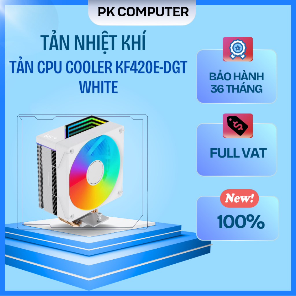 Tản nhiệt khí Leopard KF420E Digital White | ARGB Display, Trắng ( Full VAT )