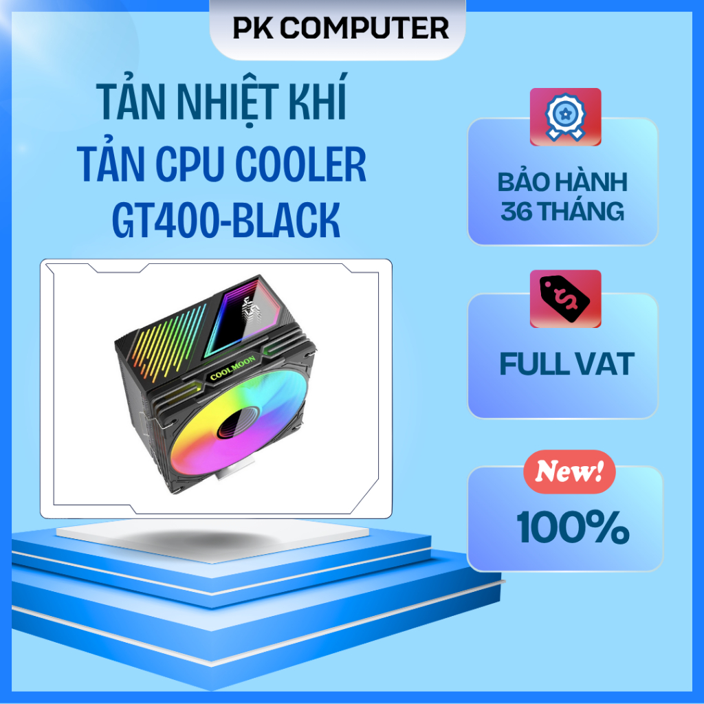 Tản nhiệt khí CoolMoon GT400 | ARGB Display, Đen ( Ful VAT )