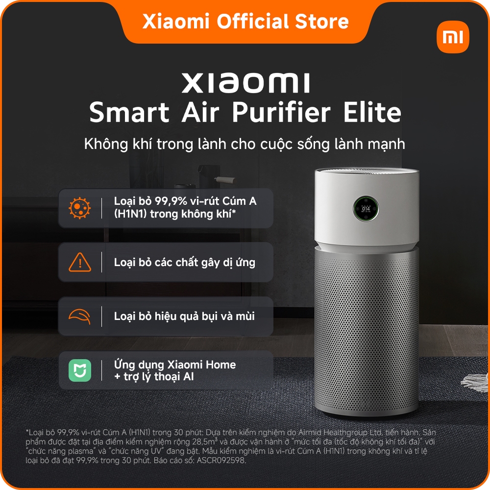 Máy lọc không khí Xiaomi Smart Air Purifier Elite｜Lọc sạch virus cúm H1N1 99.9%