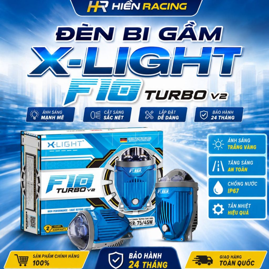 X-LIGHT F10 Turbo V2, Đèn Bi Gầm X-Light F10 Turbo V2 3.0 Inch Công Suất 75W, 3 Nhiệt Màu IP68