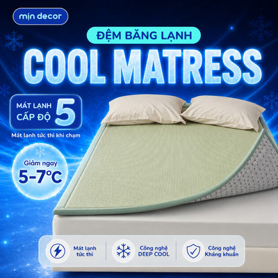 Đệm Băng Lạnh Ice Cool Matress Mịn Decor, Thảm Nệm Topper Giảm Nhiệt, Vải Lạnh Ngủ Mát, 2026