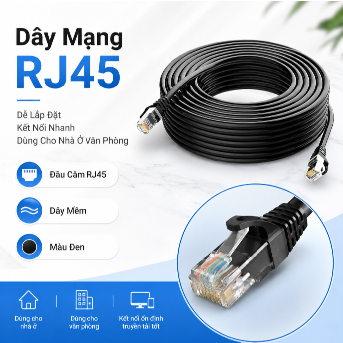 Dây Cáp Mạng Cáp Ethernet RJ45 Kết Nối Internet Cho Router Máy Tính Tivi Box Gia Đình