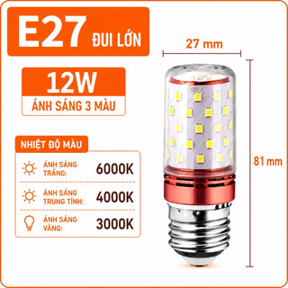 COMBO 2 Bóng đèn Led Bắp Ngô 3 Chế Độ 12w E27 E14