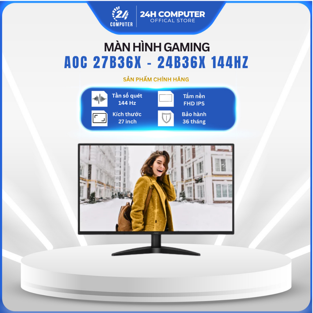 [ FULL VAT ] MÀN HÌNH AOC GAMING 144HZ 27B36X| NEW| CHÍNH HÃNG| Bảo hành 36 tháng