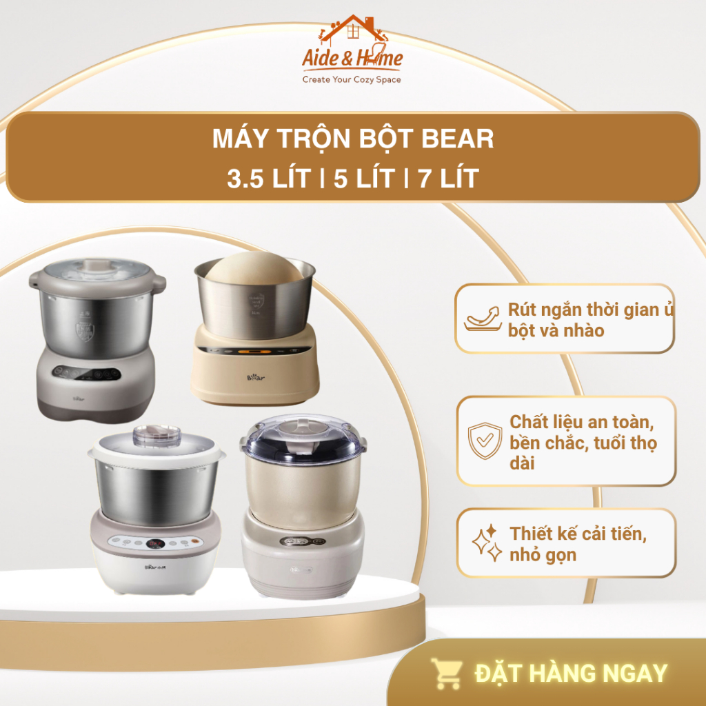 Máy trộn bột BEAR 3.5L HMJ-A35Q2 | 5L SM-5H50Z68 | 5L DM-B50V1| 7L DM-B70V1 - BH 18 tháng