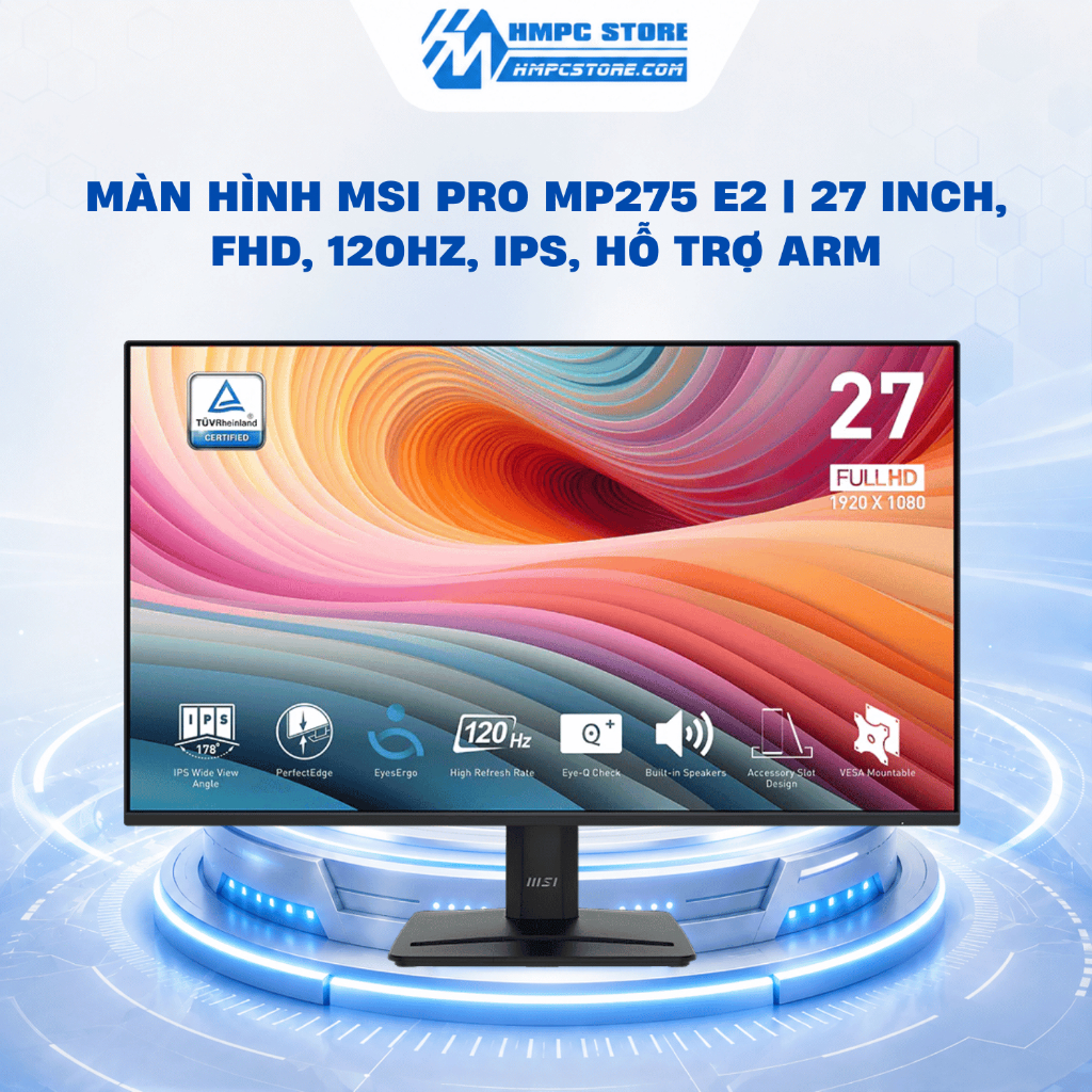 Màn hình MSI PRO MP275 E2 | 27 inch, FHD, 120Hz, IPS, có loa, hỗ trợ ARM, BH 2 năm
