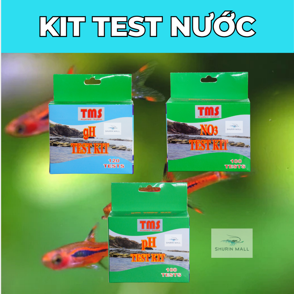 BỘ DUNG DỊCH ĐO pH, gH, NO3 TMS | KIT TMS TEST pH, gH, NO3 | DUNG DỊCH ĐO CHỈ SỐ NƯỚC