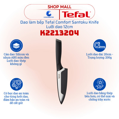 [HỎA TỐC] Dao làm bếp Tefal Comfort K2213204 - Lưỡi dao 20cm - Hàng chính hãng