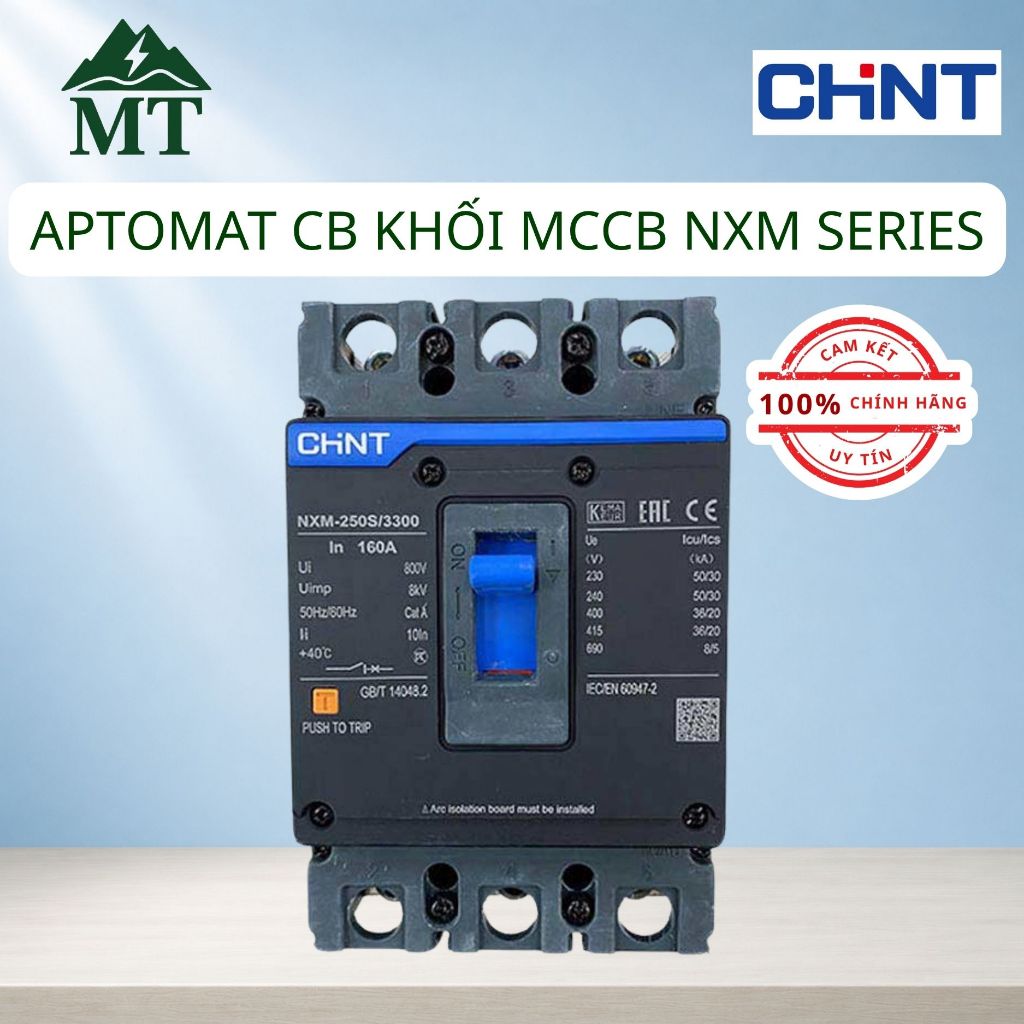MCCB Aptomat CB Khối CHINT NXM Series 3 Pha | 63A / 100A / 125A / 160A / 200A / 250A