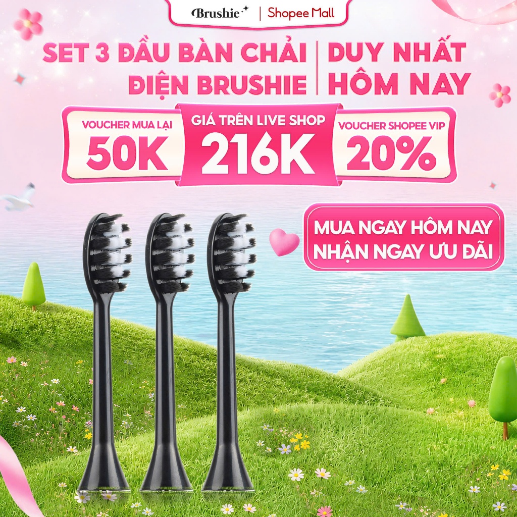 [GIÁ 215K TẠI LIVE SHOP] Set 3 đầu bàn chải thay thế cho bàn chải Brushie Ultra Plus, LIS