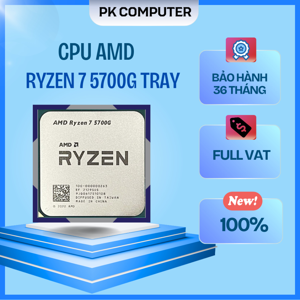 CPU AMD Ryzen 7 5700G (3.5GHz Turbo Up To 4.6 GHz, 8 Nhân 16 Luồng, 20MB Cache, AM4) ( Tray ) ( Full
