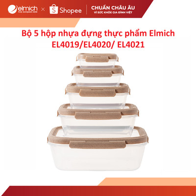 Bộ 5 hộp nhựa đựng thực phẩm Elmich EL4019/EL4020/ EL4021