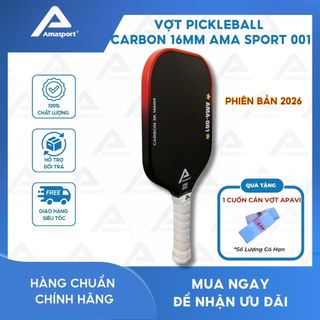 Vợt pickleball Carbon 16mm AMA SPORT 001 - Combo chơi ngay ( vợt + quấn cán + bóng) - Trợ lực và kiểm soát bóng tốt