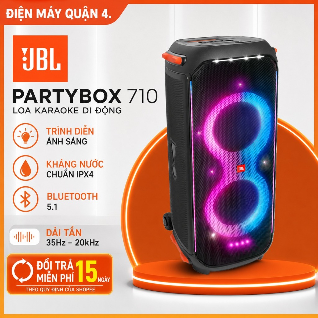 Loa Bluetooth JBL Original Pro Sound 800W RMS PartyBox 710 Bluetooth 5.1 IPX4