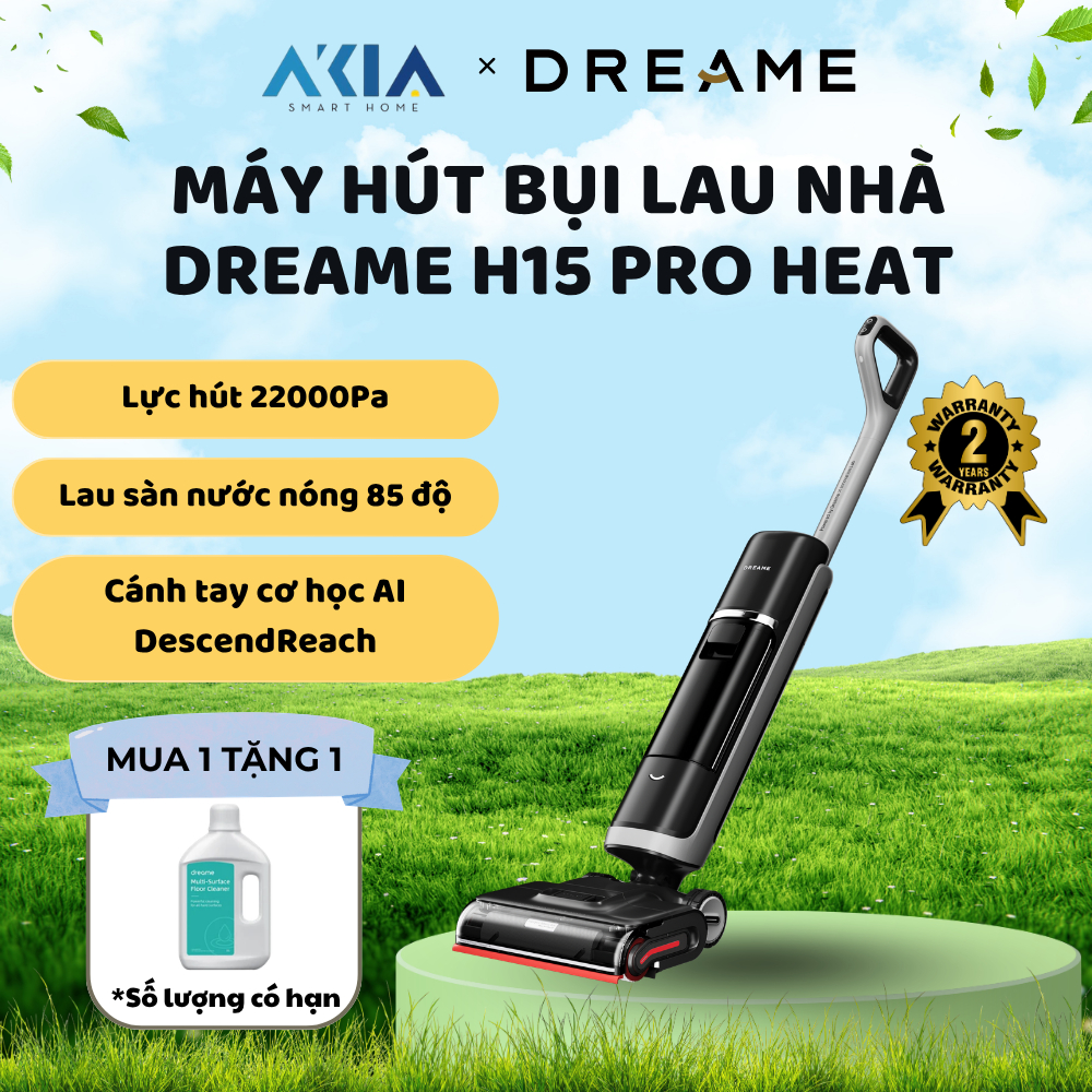 Máy hút bụi lau sàn thông minh loại cầm tay Dreame H15 pro heat - Lực hút siêu mạnh 22.000Pa