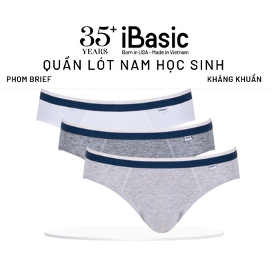 Combo 3 Quần lót nam học sinh bé trai iBasic 10 tuổi - 18 tuổi phom tam giác cotton USA kháng khuẩn PANTB002