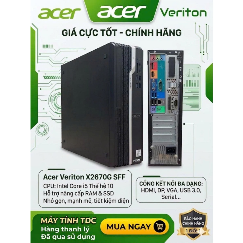 ACER VERITON X2670G SFF | CORE I5 10400 | RAM 16GB D4 | SSD 240GB | Wifi Bluetooth | HDMI | LPT & CO