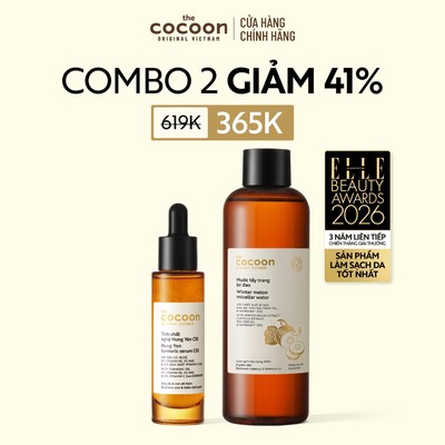 [MUA 2 GIẢM 41%] Combo Tinh chất nghệ Hưng Yên C10 30ml & Nước tẩy trang bí đao Cocoon 500ml