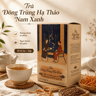 Hộp Trà Thảo Mộc Nam Xanh, Trà Đông Trùng Hạ Thảo, Hương Thơm Tự Nhiên, Ngọt Thanh, 18 Túi Lọc