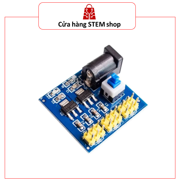 Mạch Nguồn DC 3 Đầu Ra 3.3V 5V 12V | Module Giảm Áp Ổn Áp AMS1117 Có Nút Nguồn, Dùng Arduino