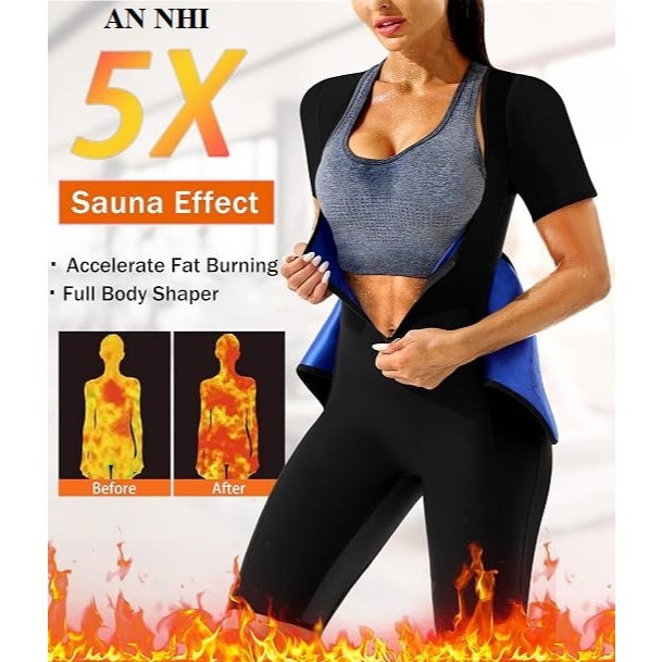 Đồ Định Hình Sinh Nhiệt Giảm Cân 4 Trong 1 - Đồ Tập Gym Sauna Suit Đốt Mỡ, Tạo Đường Eo, Nân