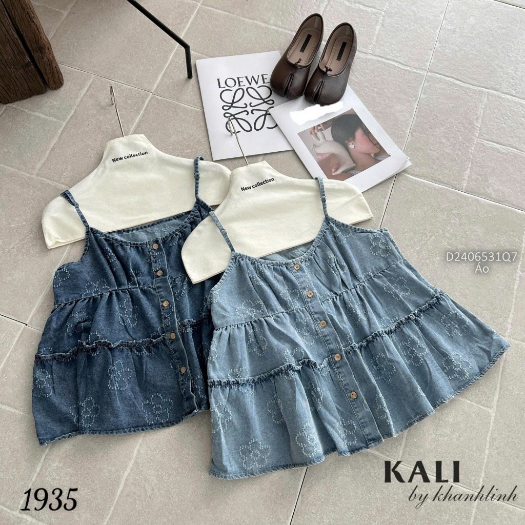Áo kiểu jean 2 dây tầng TOMBI SHOP