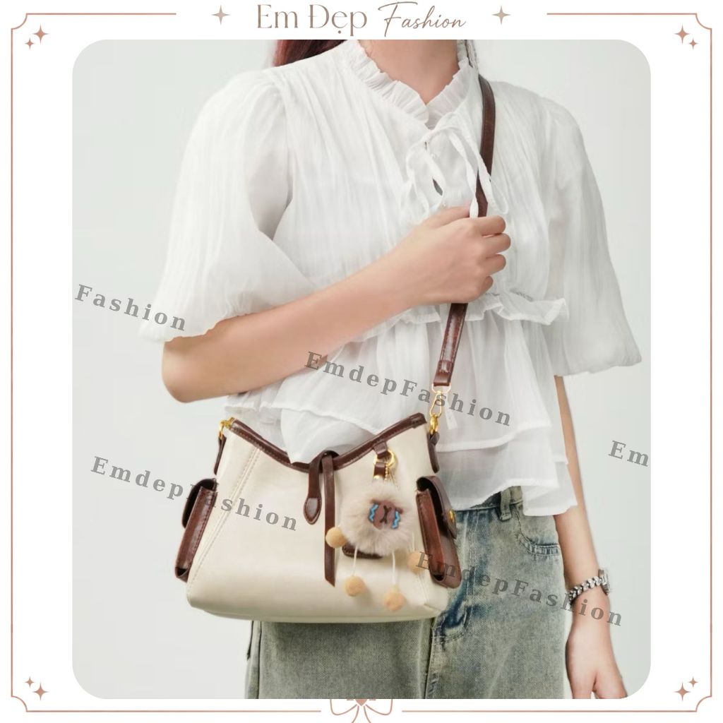Túi Xách Nữ Đeo Vai Thời Trang Emdep Fashion Da Cao Cấp Tặng Kèm Charm Gấu Đáng Yêu - TC149