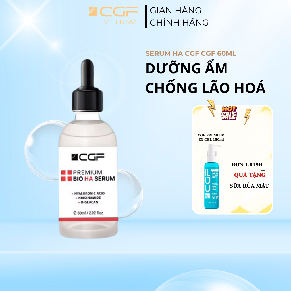 Serum HA CGF 60ml - CGF Premium Bio HA Serum, dưỡng da, cấp ẩm, chống lão hoá