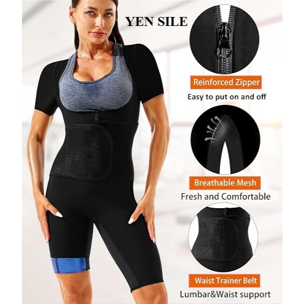 Đồ Định Hình Sinh Nhiệt Giảm Cân 4 Trong 1 - Đồ Tập Gym Sauna Suit Đốt Mỡ Toàn Thân, Tạo Đường Eo, D