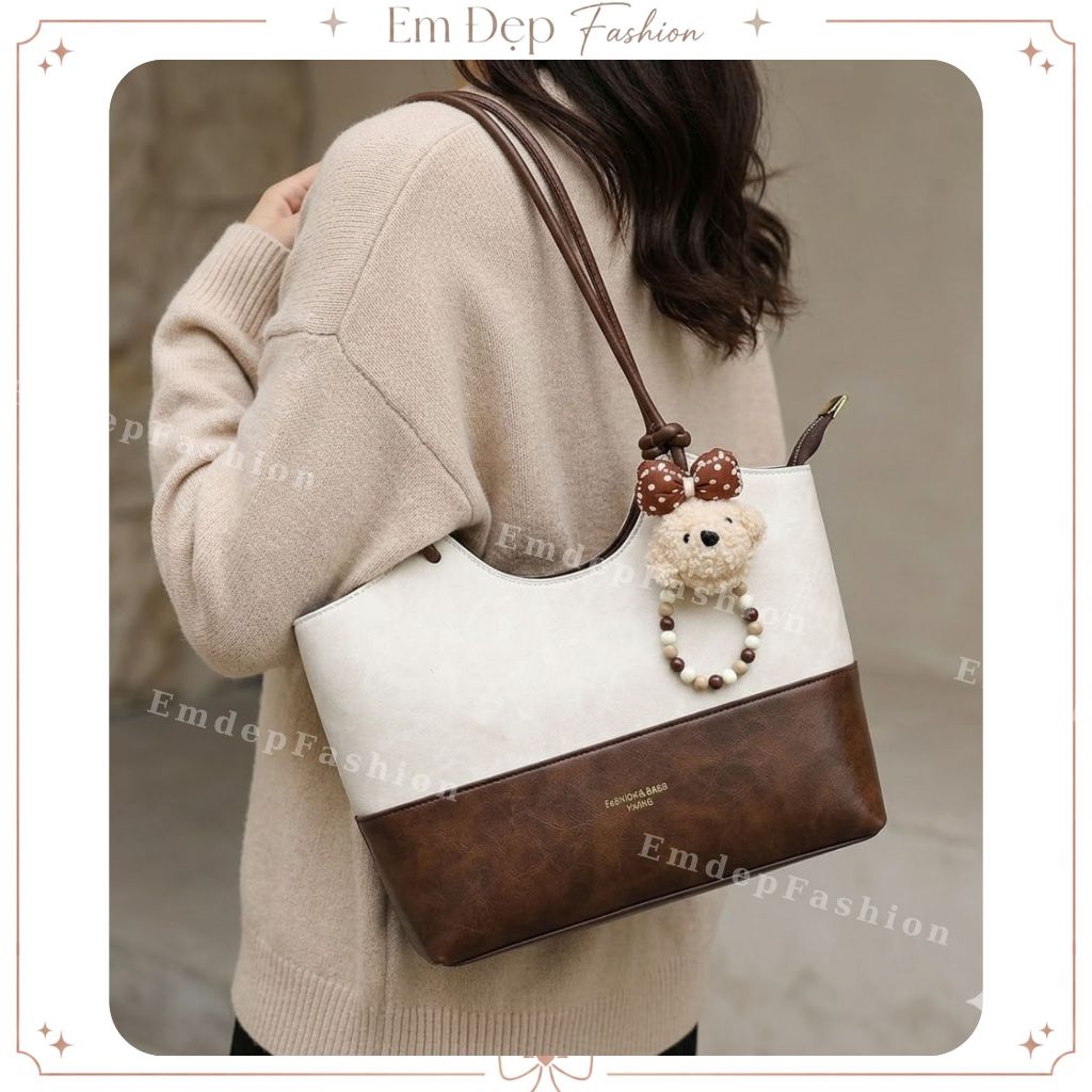 Túi Xách Nữ Đeo Vai Emdep Fashion Size 32cm Da Cao Cấp Thời Trang Kèm Móc Khóa Xinh Xắn - TC153