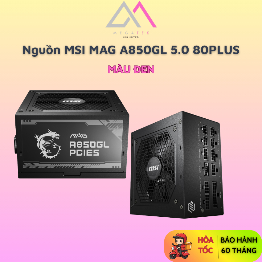 Nguồn Máy Tính MSI MAG A850GL 850W 80 Plus Gold Full Modular PCIe 5.0 ATX 3.0