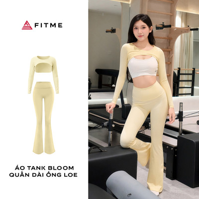 Bộ đồ tập gym, yoga, pilates nữ Fitme áo tank Bloom (chưa có bra), quần legging ống loe Flow cạp cao nâng mông tôn dáng