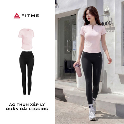 Bộ đồ tập gym, yoga nữ Fitme áo thun Soft, quần legging Zeta thấm hút mồ hôi