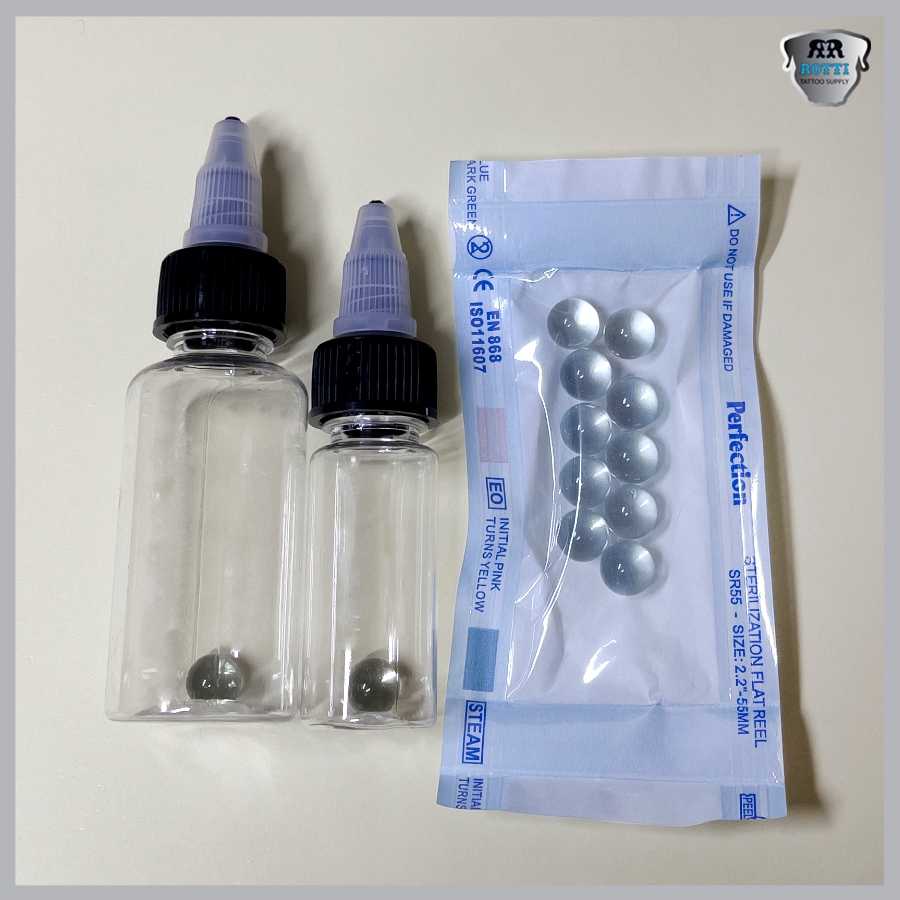 Bi thủy tinh tiệt trùng | bi lắc mực xăm 9mm, 10mm, 11mm | Túi 10 viên