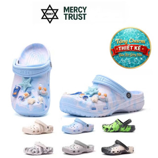 [Tặng Sticker Theo chủ đề, Vớ] Dép MERCY TRUST Basic Classic Loang MC29 Chất Liệu EVA Không Mùi Êm Nhẹ Màu Đen