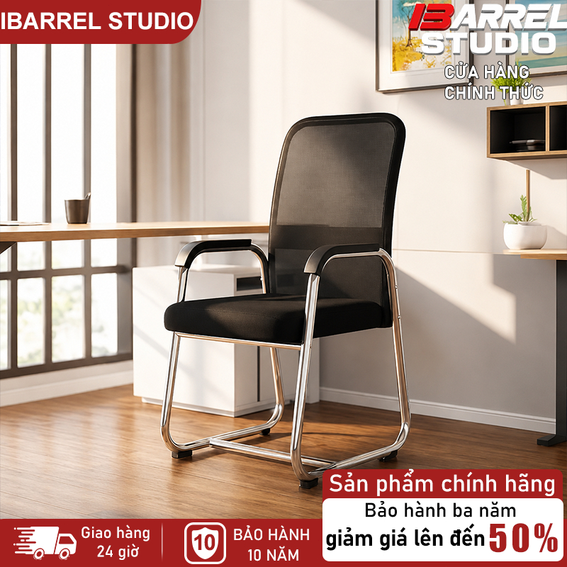 Ghế văn phòng cao cấp Đệm cao su thiên nhiên Tựa lưng lưới 3D thoáng khí Chân kim loại