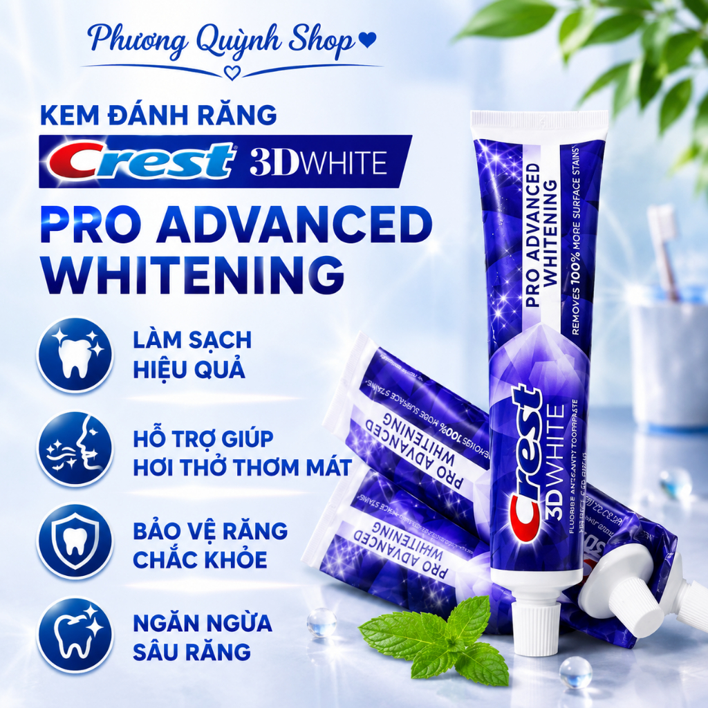 PQS - Kem Đánh Răng Crest 3D White Pro Advance Whitening 147gr