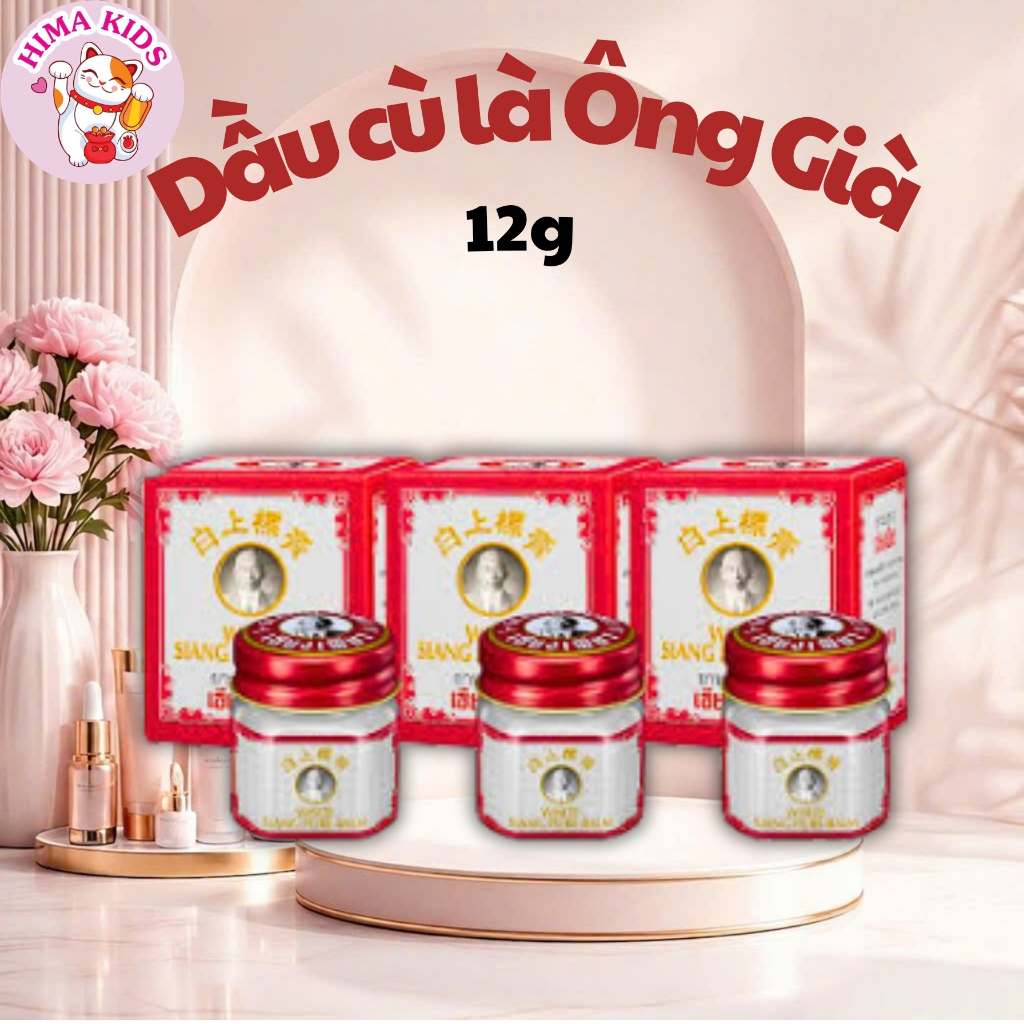 Dầu cù là Ông Già WHITE SIANG PURE BALM, dầu gió thái lan dầu nóng xoa bóp nội địa Thái Lan 12G