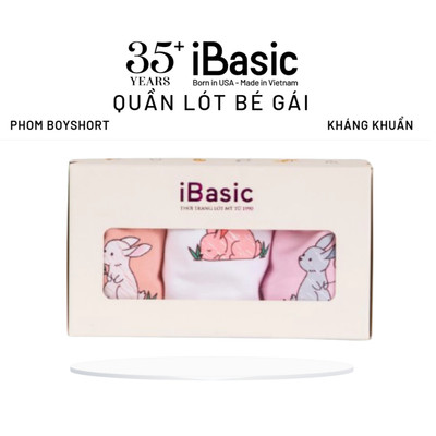 Hộp 3 quần lót bé gái iBasic cotton USA kháng khuẩn dạng đùi PANG009