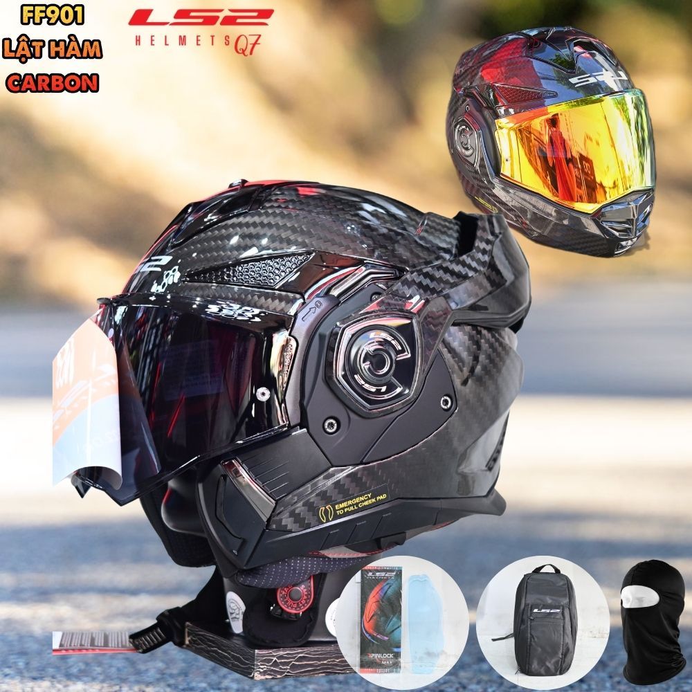 Mũ bảo hiểm carbon lật hàm 180 độ LS2 FF901 Advant X Carbon tặng kèm Pinlock và balo cao cấp