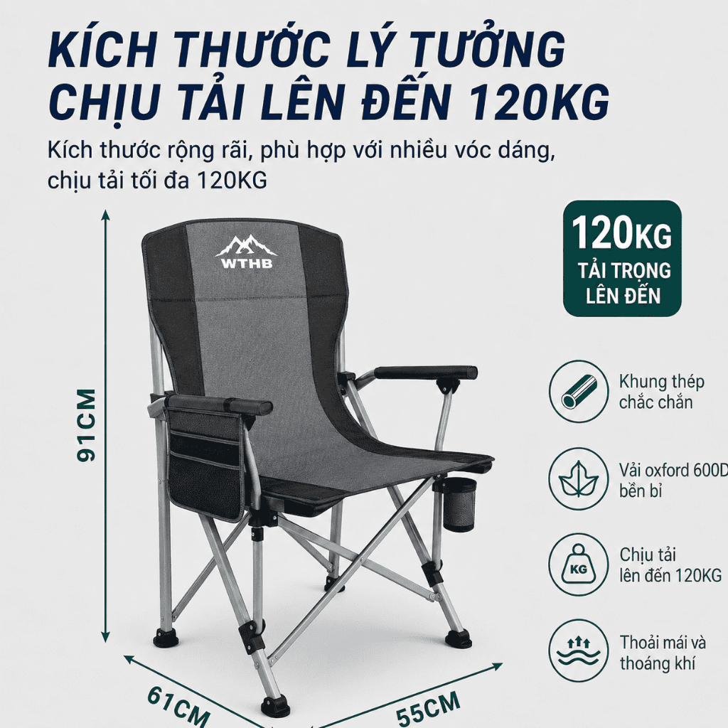 Ghế câu cá gấp gọn có tựa lưng du lịch cắm trại dã ngoại nhẹ chịu lực bền khung thép túi đựng tiện lợi cao cấp | BigBuy360 - bigbuy360.vn